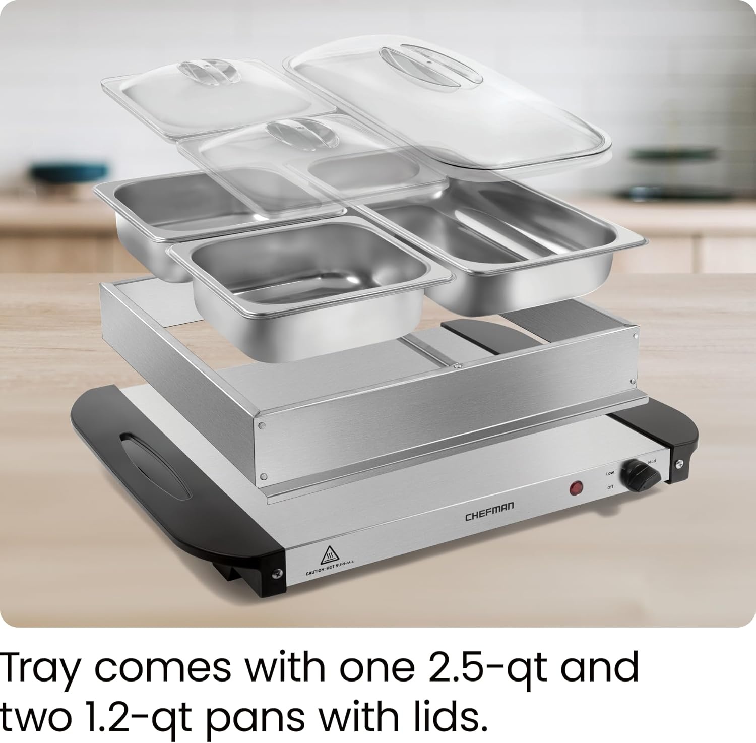 image:imageChefman Compact Glasstop Warming Tray with Adjustable Temperature Control Perfect for Buffets Restaurants Parties Events Home Dinners and Travel Mini 15x12 Inch Surface Keeps Food Hot BlackBuffet 14 x 14