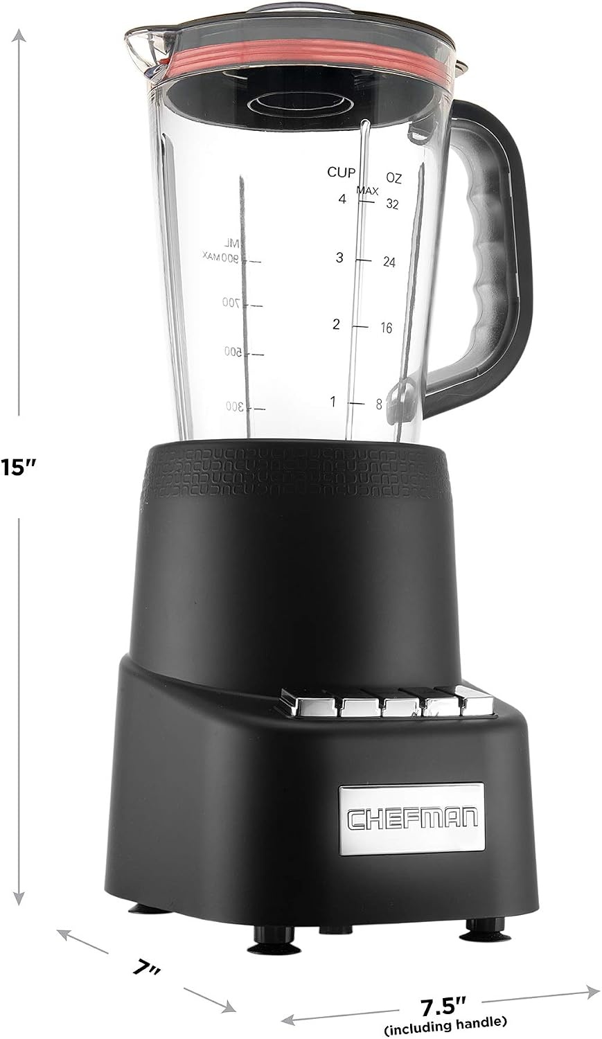 image:imageChefman Countertop Travel Dynamic Blending System 12Piece Set 3 Programmed Speeds amp Pulse Easy Ice Crushing for Shakes amp Smoothies DishwasherSafe 32Oz Pitcher 12Oz amp 2 24Oz Tumblers Black