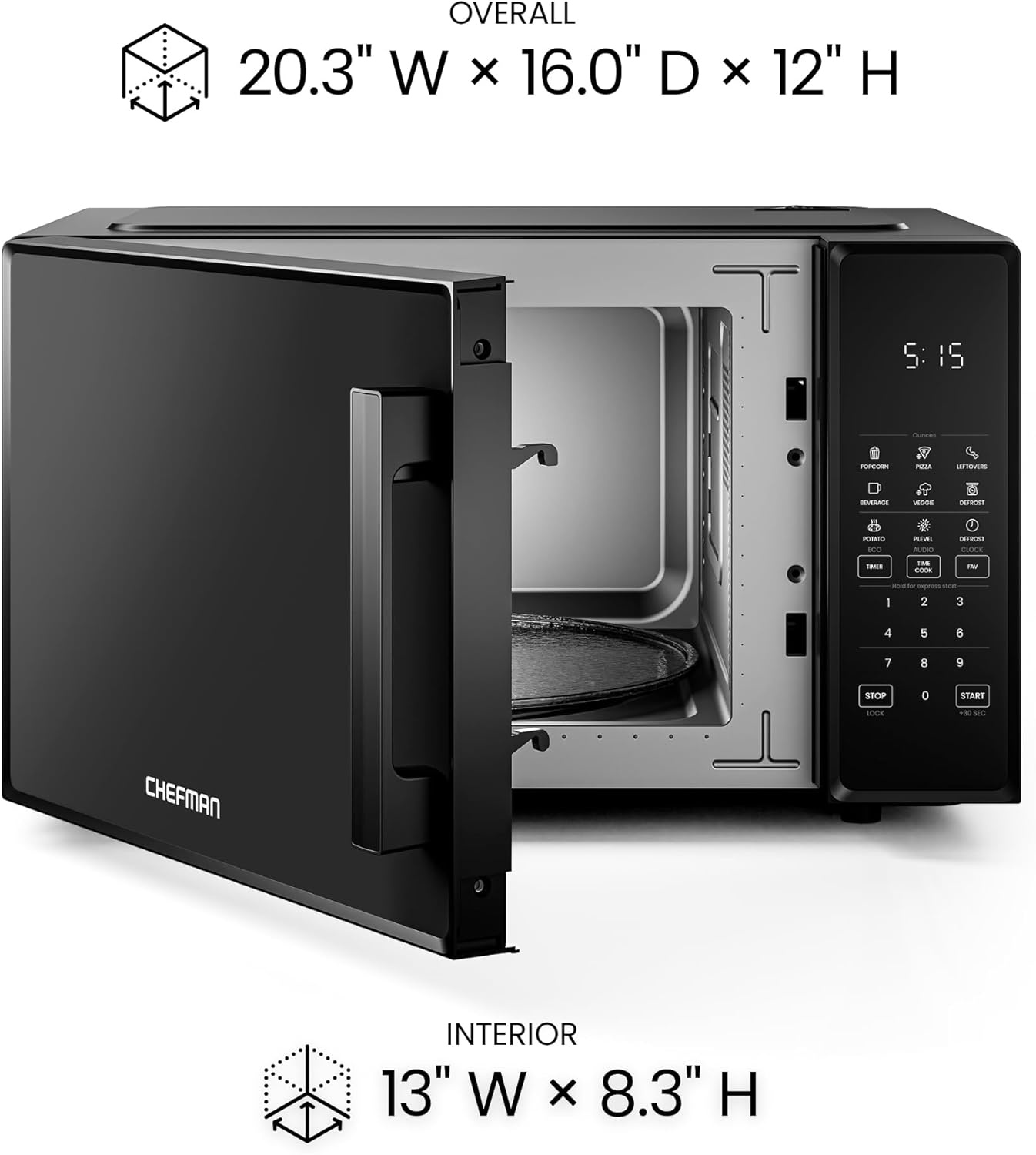 image:imageChefman Countertop Microwave Oven 07 Cu Ft 700 Watts with 10 Power Levels 6 Cooking Presets with OneTouch Express Cook Eco Mode Child Safety Lock amp Mute Button BlackBlack