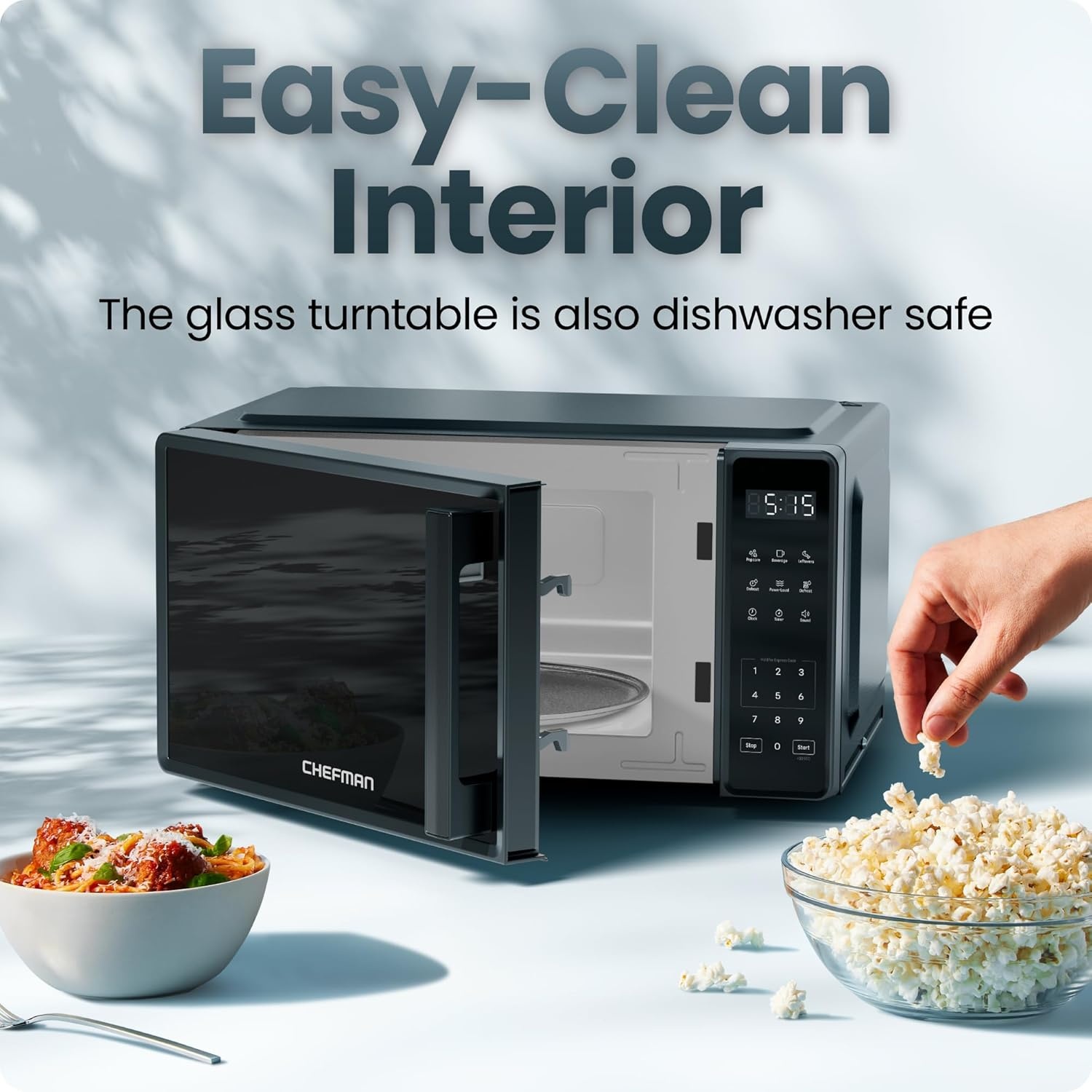 image:imageChefman Countertop Microwave Oven 07 Cu Ft 700 Watts with 10 Power Levels 6 Cooking Presets with OneTouch Express Cook Eco Mode Child Safety Lock amp Mute Button BlackBlack