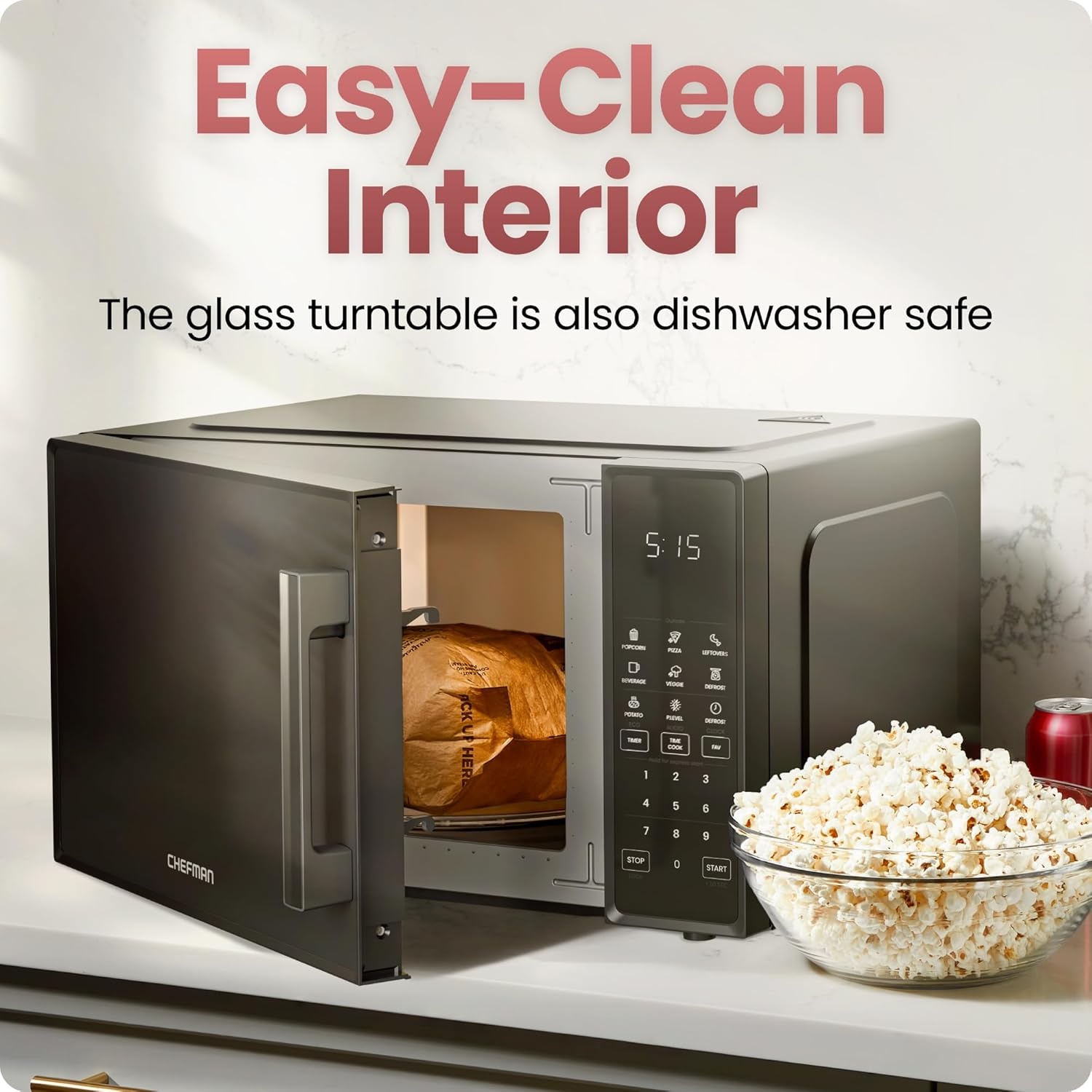 image:imageChefman Countertop Microwave Oven 07 Cu Ft 700 Watts with 10 Power Levels 6 Cooking Presets with OneTouch Express Cook Eco Mode Child Safety Lock amp Mute Button BlackBlack