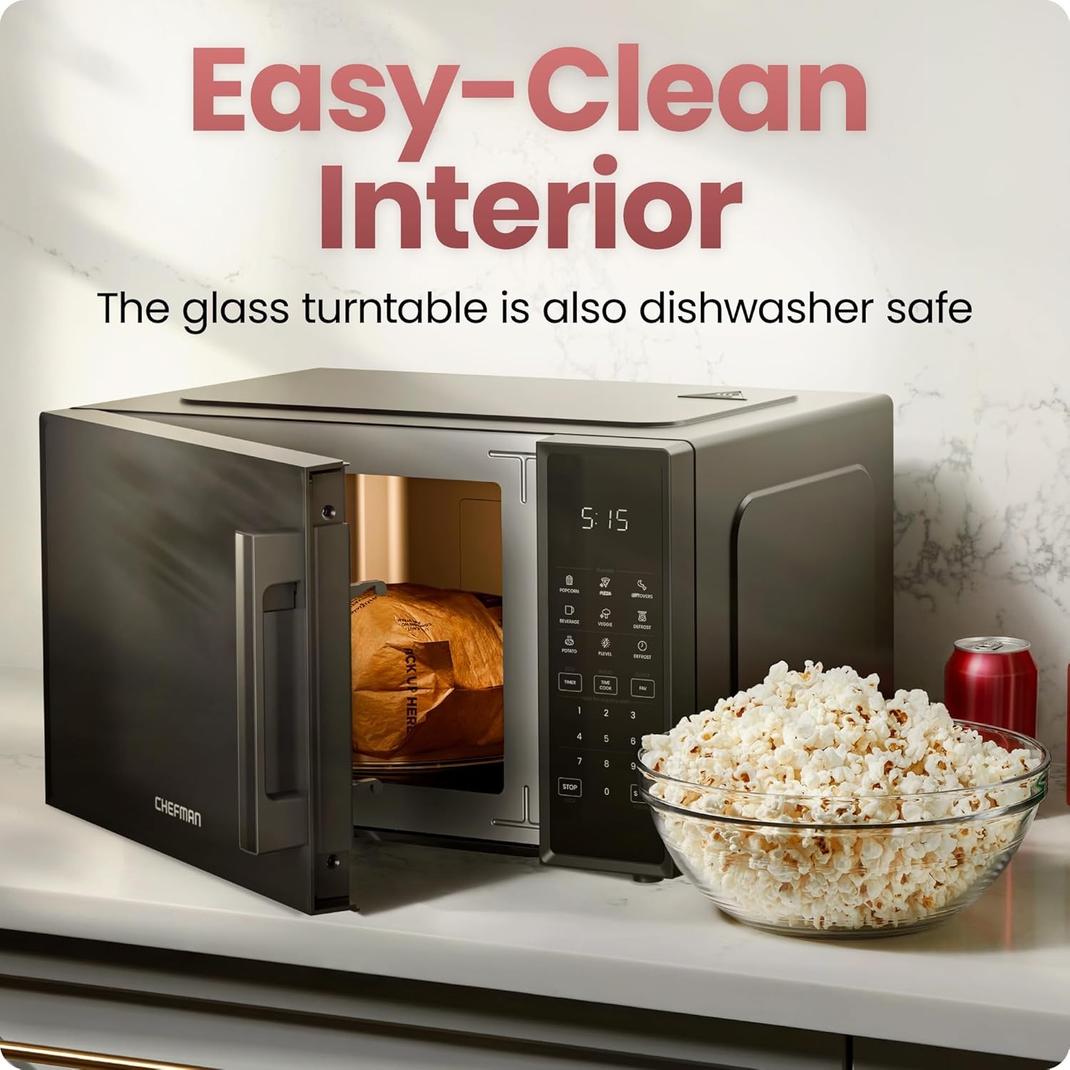 image:imageChefman Countertop Microwave Oven 07 Cu Ft 700 Watts with 10 Power Levels 6 Cooking Presets with OneTouch Express Cook Eco Mode Child Safety Lock amp Mute Button BlackBlack