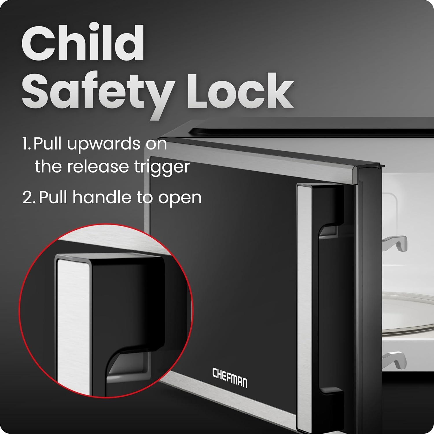 image:imageChefman Countertop Microwave Oven 09 Cu Ft 1000 Watts with 10 Power Levels 3 Cooking Presets with OneTouch Express Cook 2 Defrost Settings Child Safety Lock amp Mute Button Stainless Steel07 Cu Ft