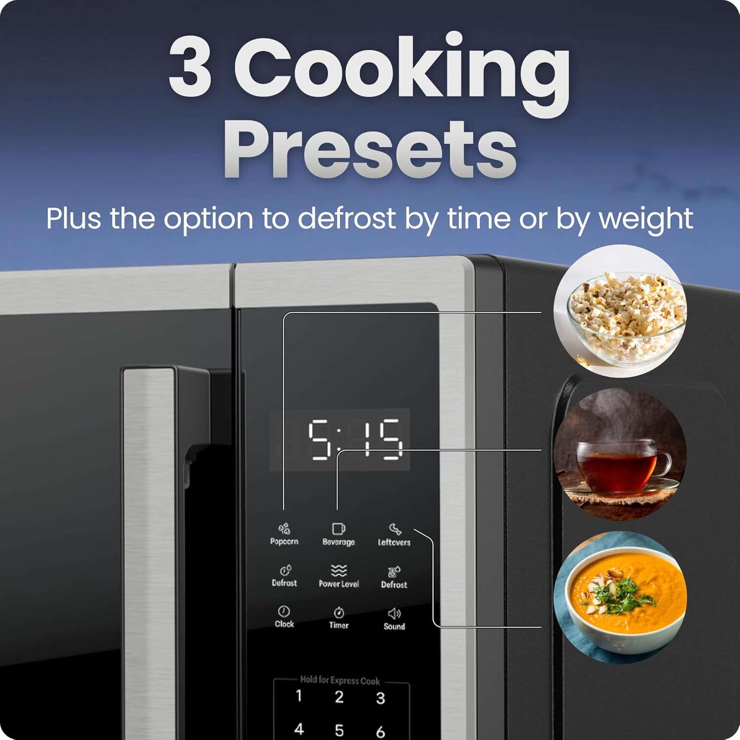 image:imageChefman Countertop Microwave Oven 09 Cu Ft 1000 Watts with 10 Power Levels 3 Cooking Presets with OneTouch Express Cook 2 Defrost Settings Child Safety Lock amp Mute Button Stainless Steel09 Cu Ft
