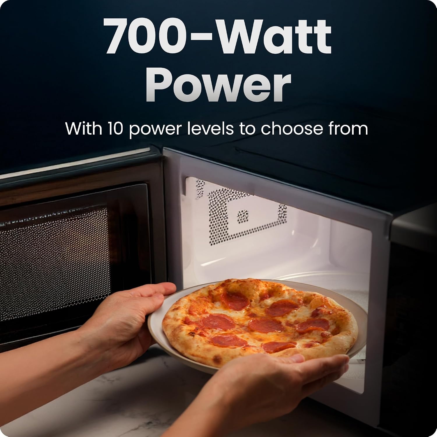 image:imageChefman Countertop Microwave Oven 09 Cu Ft 1000 Watts with 10 Power Levels 3 Cooking Presets with OneTouch Express Cook 2 Defrost Settings Child Safety Lock amp Mute Button Stainless Steel07 Cu Ft