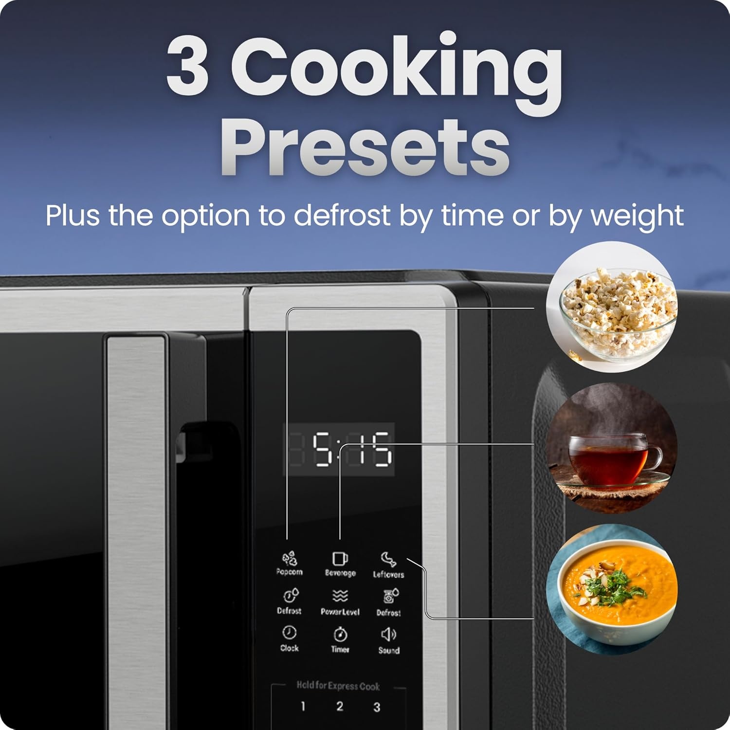 image:imageChefman Countertop Microwave Oven 09 Cu Ft 1000 Watts with 10 Power Levels 3 Cooking Presets with OneTouch Express Cook 2 Defrost Settings Child Safety Lock amp Mute Button Stainless Steel07 Cu Ft