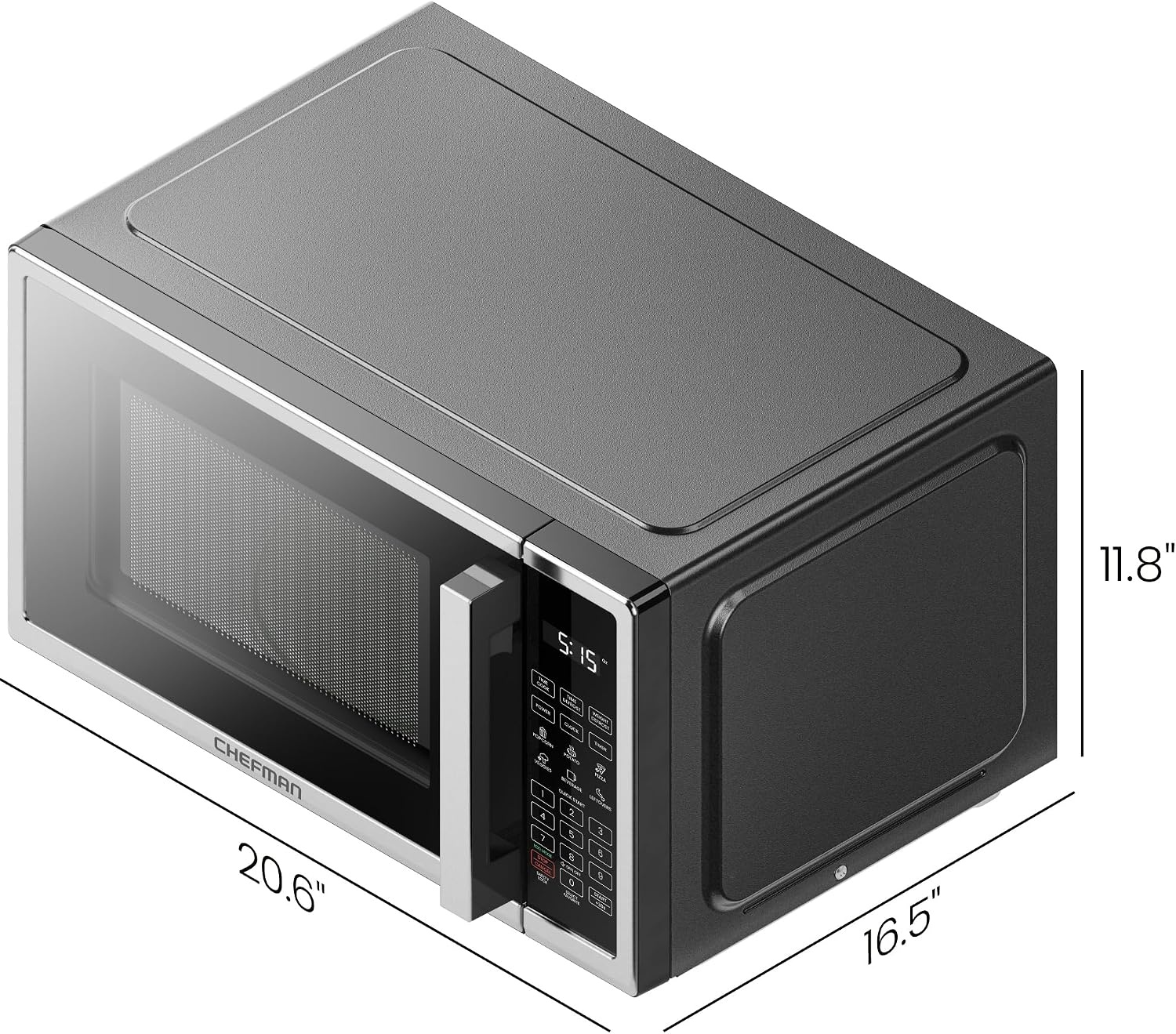 image:imageChefman Countertop Microwave Oven 09 Cu Ft Digital Stainless Steel Microwave 900 Watt with 6 Presets Eco Mode Mute Option Memory Function Child Safety Lock Kitchen Home Dorm Essentials11 Cu Ft