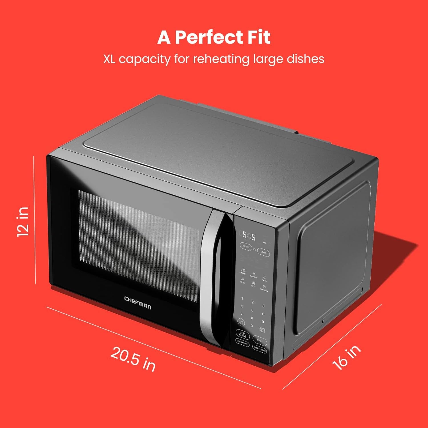 image:imageChefman Countertop Microwave Oven 09 Cu Ft Digital Stainless Steel Microwave 900 Watt with 6 Presets Eco Mode Mute Option Memory Function Child Safety Lock Kitchen Home Dorm Essentials1 Cu Ft MicroCrisp