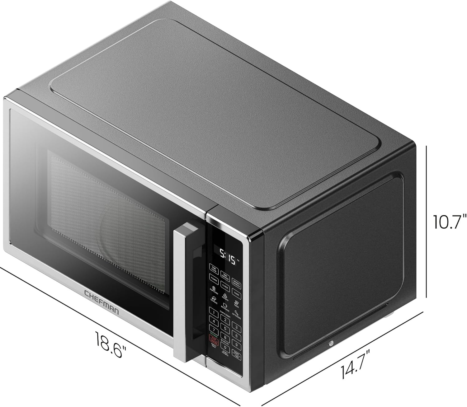 image:imageChefman Countertop Microwave Oven 09 Cu Ft Digital Stainless Steel Microwave 900 Watt with 6 Presets Eco Mode Mute Option Memory Function Child Safety Lock Kitchen Home Dorm Essentials09 Cu Ft