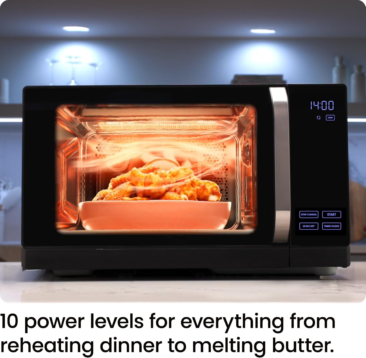 image:imageChefman Countertop Microwave Oven 09 Cu Ft Digital Stainless Steel Microwave 900 Watt with 6 Presets Eco Mode Mute Option Memory Function Child Safety Lock Kitchen Home Dorm Essentials08 Cu Ft MicroCrisp