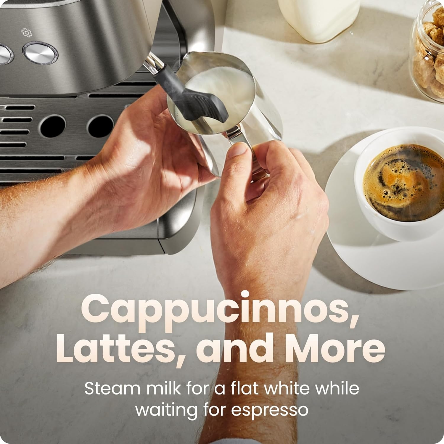 image:imageChefman Crema Deluxe Espresso Machine with Double Boiler Use Milk Frother and Brew Espresso Simultaneously Professional Coffee Maker with Coffee Grinder and Steam Wand 30 Grind SettingsLarge