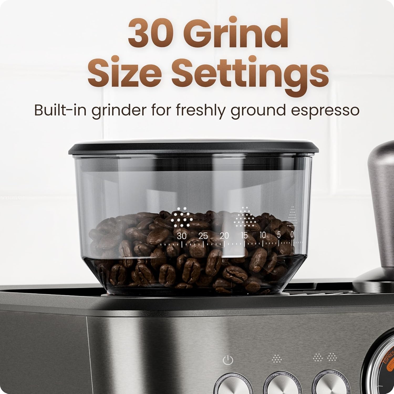 image:imageChefman Crema Deluxe Espresso Machine with Double Boiler Use Milk Frother and Brew Espresso Simultaneously Professional Coffee Maker with Coffee Grinder and Steam Wand 30 Grind SettingsLarge