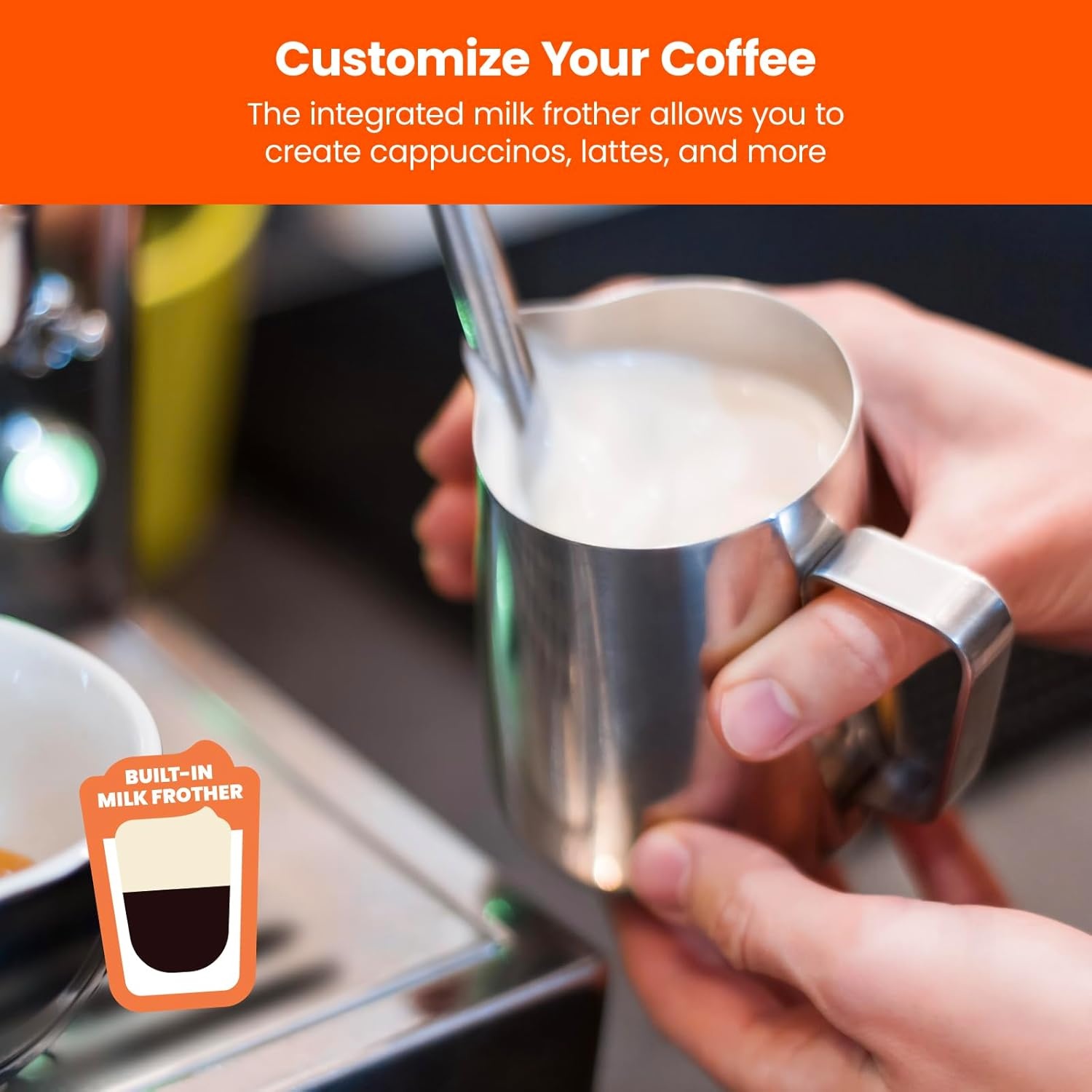 image:imageChefman Crema Deluxe Espresso Machine with Double Boiler Use Milk Frother and Brew Espresso Simultaneously Professional Coffee Maker with Coffee Grinder and Steam Wand 30 Grind SettingsCompact