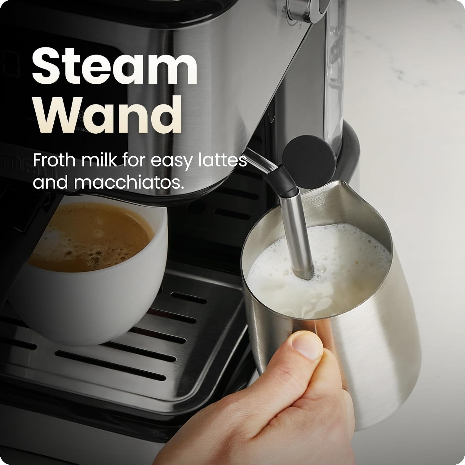 image:imageChefman Crema Supreme 15 Bar Espresso Machine with Milk Frother Barista Steam Wand Professional Coffee Maker with Coffee Grinder 30 Grind Settings 3L Removable Water Tank Stainless SteelSmall
