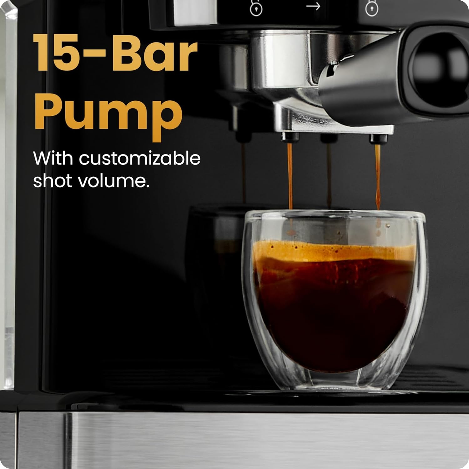 image:imageChefman Crema Supreme 15 Bar Espresso Machine with Milk Frother Barista Steam Wand Professional Coffee Maker with Coffee Grinder 30 Grind Settings 3L Removable Water Tank Stainless SteelSmall