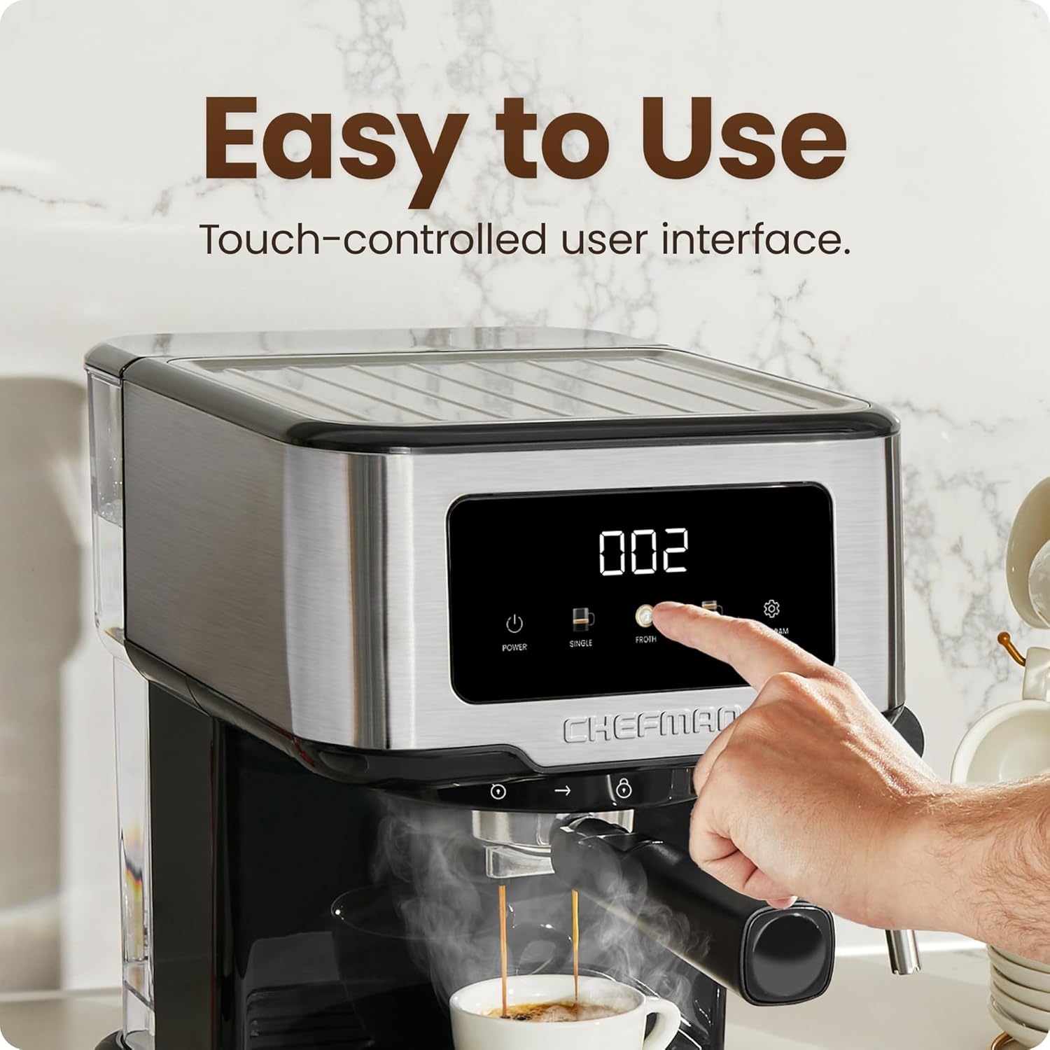 image:imageChefman Crema Supreme 15 Bar Espresso Machine with Milk Frother Barista Steam Wand Professional Coffee Maker with Coffee Grinder 30 Grind Settings 3L Removable Water Tank Stainless SteelSmall