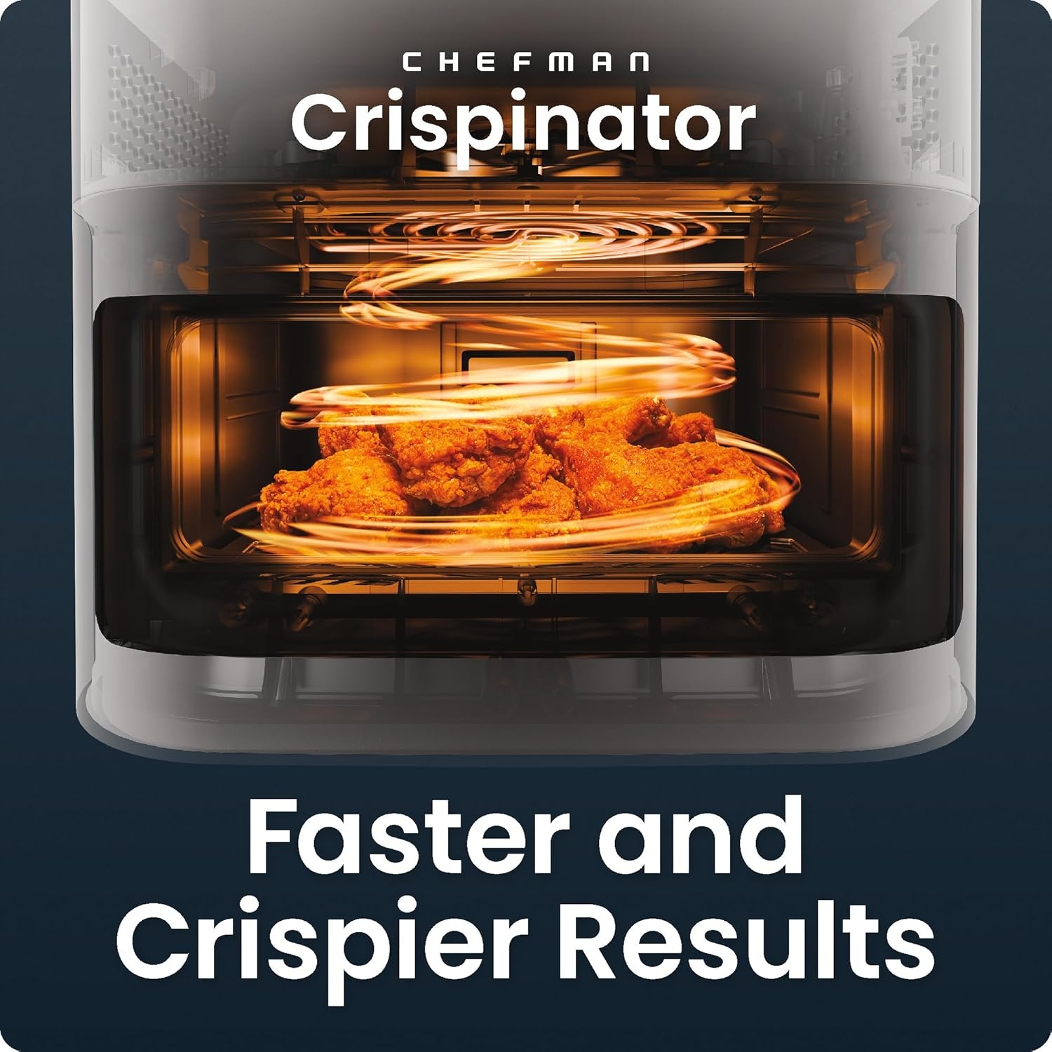 image:imageChefman Crispinator Air Fryer 6in1 with 8 Qt capacity 450F Max Temp with TurboFry Pro Technology for Fast and Even Results Viewing Window Nonstick Ceramic BasketConcrete