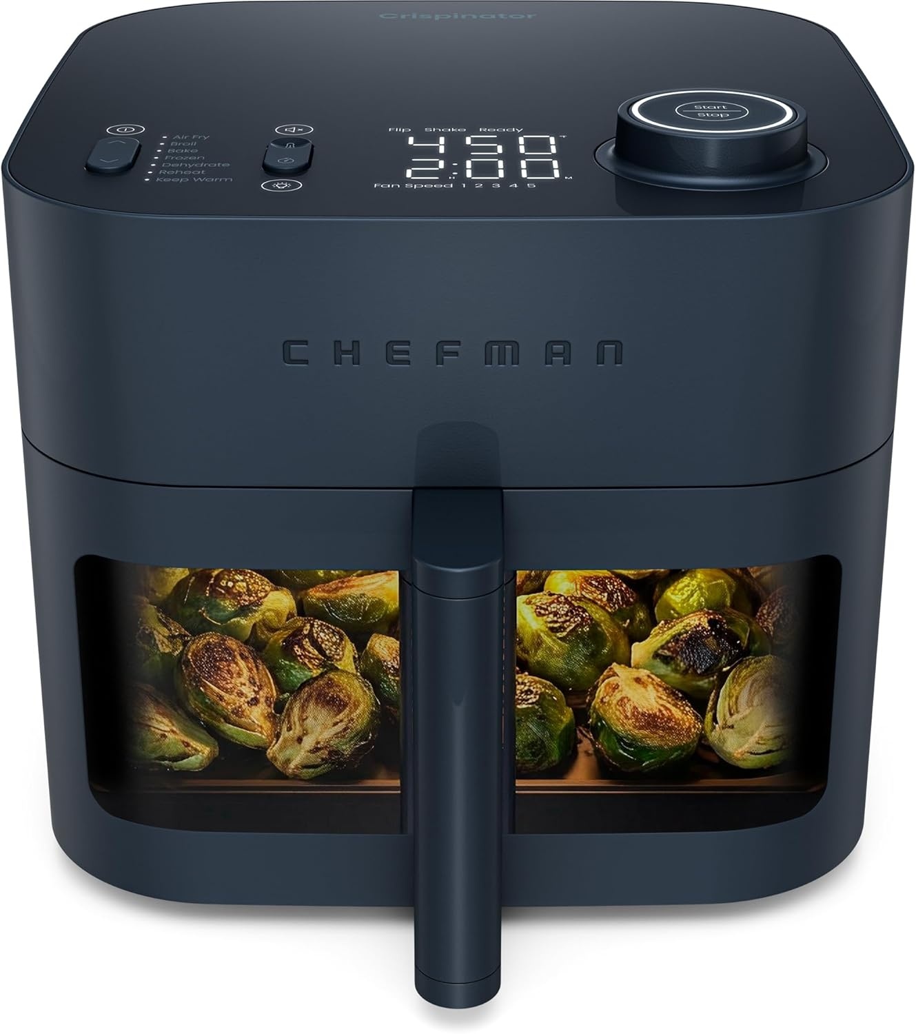 image:imageChefman Crispinator Air Fryer 6in1 with 8 Qt capacity 450F Max Temp with TurboFry Pro Technology for Fast and Even Results Viewing Window Nonstick Ceramic BasketMidnight