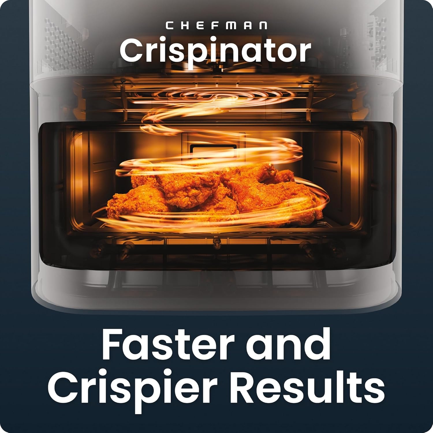 image:imageChefman Crispinator Air Fryer 6in1 with 8 Qt capacity 450F Max Temp with TurboFry Pro Technology for Fast and Even Results Viewing Window Nonstick Ceramic BasketConcrete