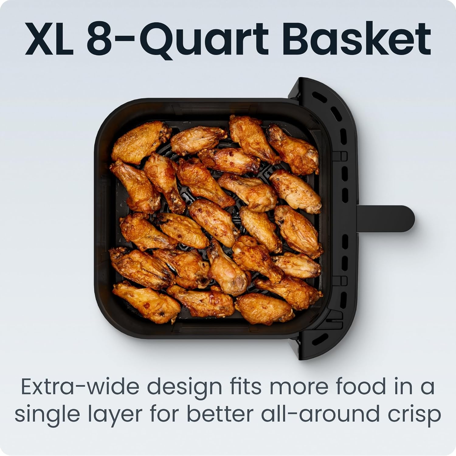 image:imageChefman Crispinator Air Fryer 6in1 with 8 Qt capacity 450F Max Temp with TurboFry Pro Technology for Fast and Even Results Viewing Window Nonstick Ceramic BasketMidnight