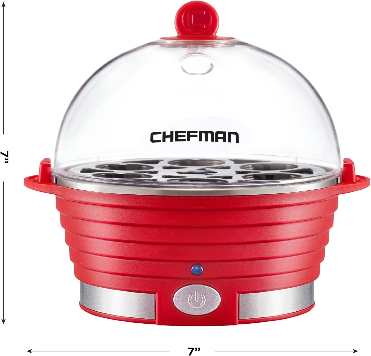 image:imageChefman EggMaker Rapid Poacher Food amp Vegetable Steamer Quickly Makes Up to 6 Hard Medium or Soft Boiled PoachingOmelet Tray Included Ready Signal BPAFree BLACKRed