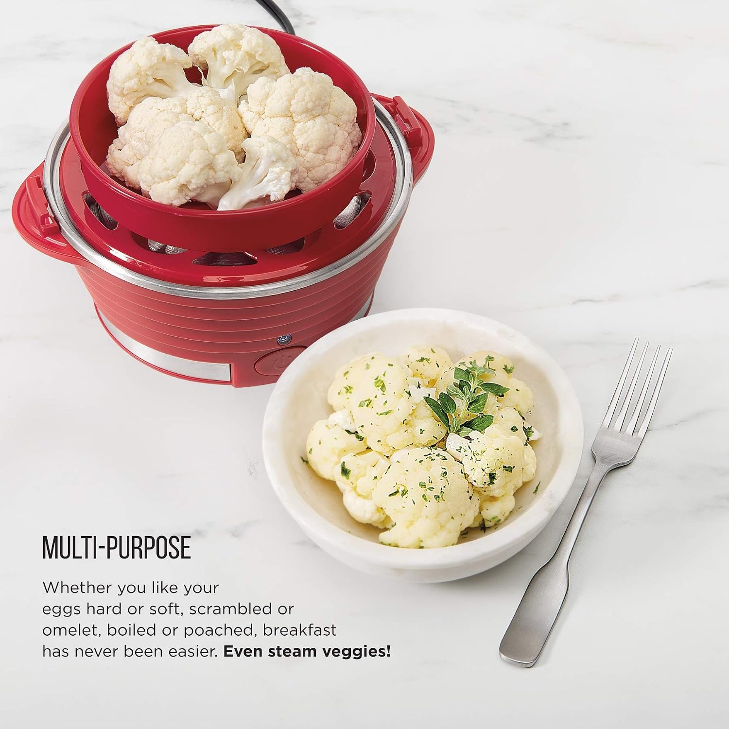 image:imageChefman EggMaker Rapid Poacher Food amp Vegetable Steamer Quickly Makes Up to 6 Hard Medium or Soft Boiled PoachingOmelet Tray Included Ready Signal BPAFree BLACKRed