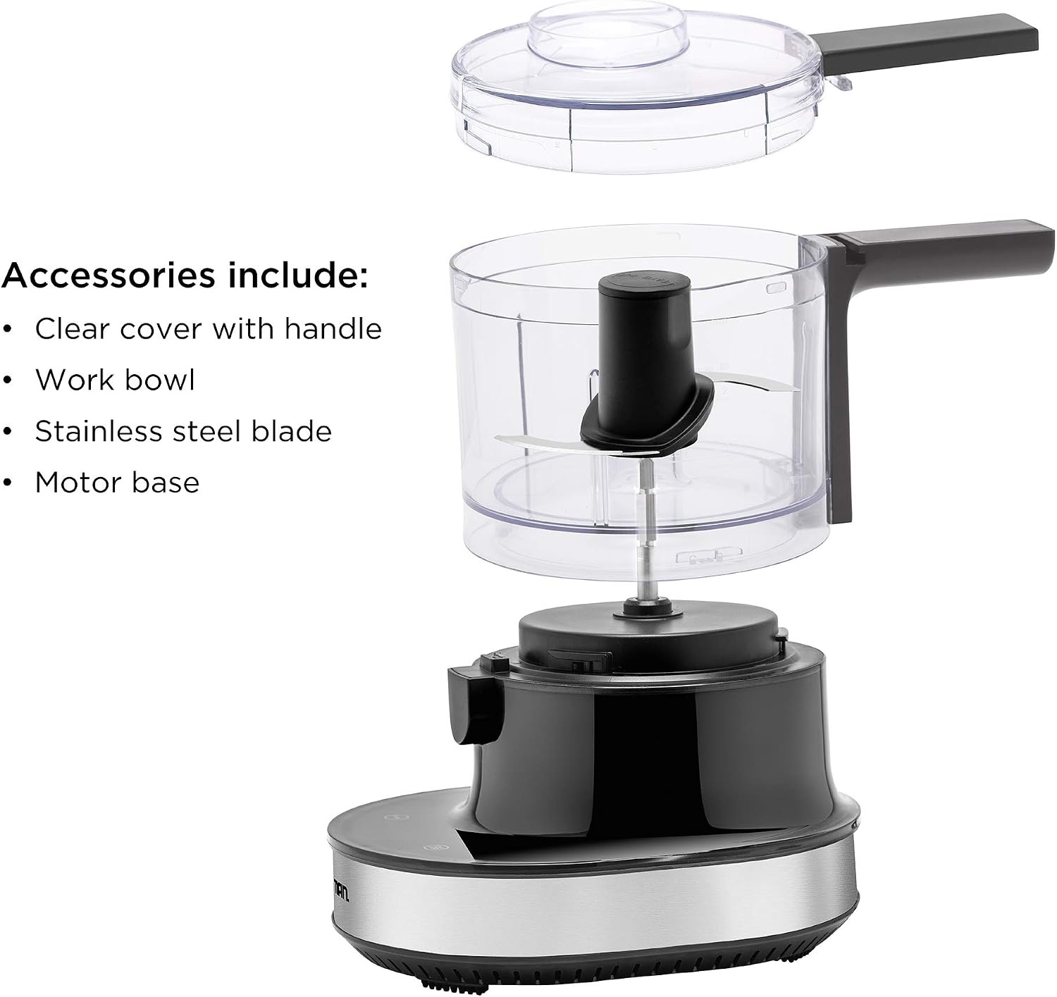 image:imageChefman Electric 4Cup Food Chopper Blender with Revolutionary Vertical Motion AutoChopping for Perfectly Even Mixing Results DishwasherSafe Stainless Steel Dual Blades BPAFree Bowl amp Lid BlackBlack