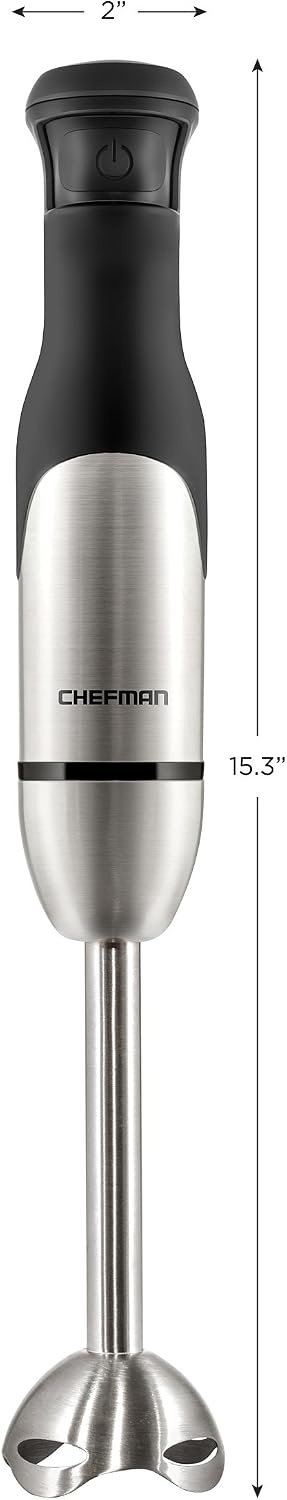 image:imageChefman Electric Immersion Blender 300Watt Stick HandHeld Blending wSimple One Touch Power Control Pressure Sensitive Multiple Speed Trigger Detachable Blade Stainless Steel