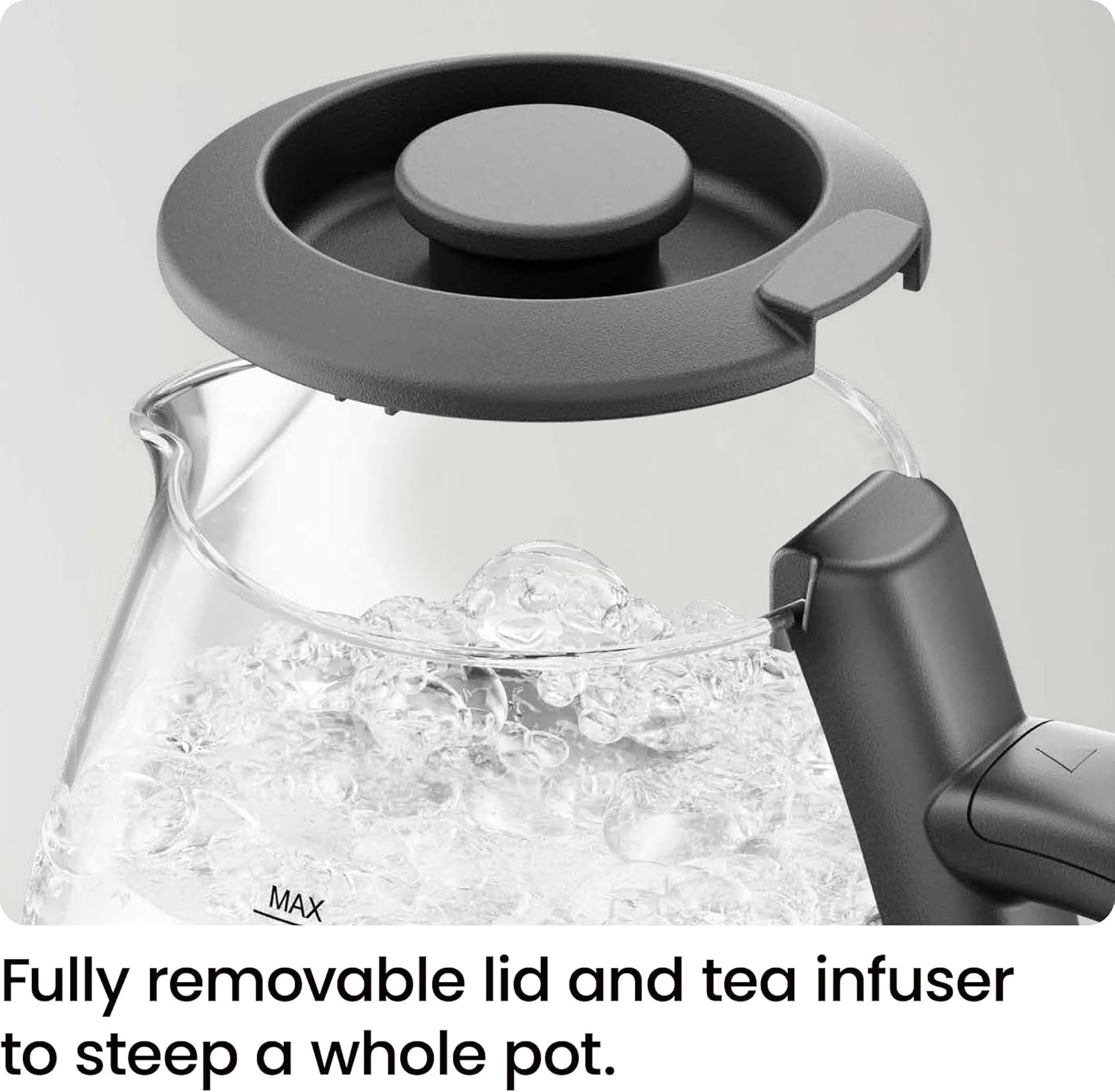 image:imageChefman Electric Kettle with Tea Infuser Compact 1L 4 Cups 1500W Removable Lid for Easy Cleaning BoilDry Protection Stainless Steel Filter BPA Free Auto Shut Off Small Electric Tea KettleBlack