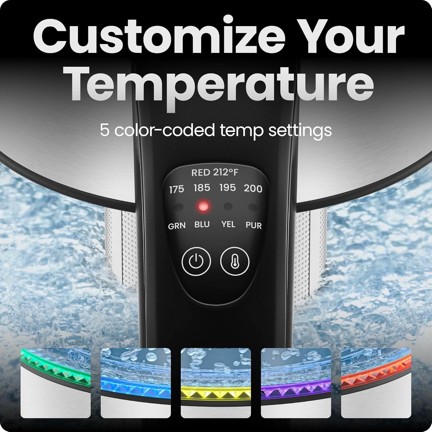 image:imageChefman Electric Kettle with Temperature Control 5 Presets LED Indicator Lights Removable Tea Infuser Glass Tea Kettle amp Hot Water Boiler 360 Swivel Base BPA Free Stainless Steel 18 Liters18L Temperature Control
