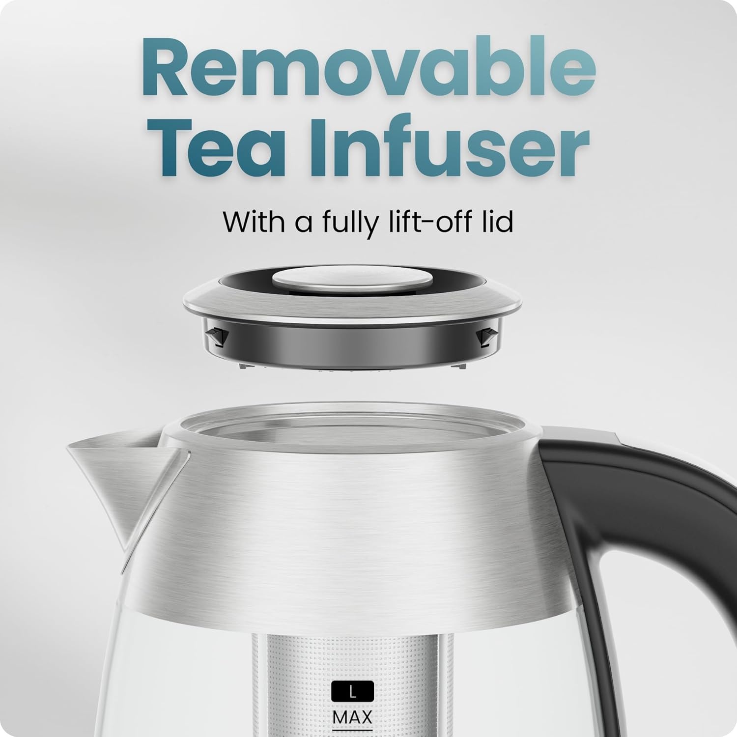 image:imageChefman Electric Kettle with Temperature Control 5 Presets LED Indicator Lights Removable Tea Infuser Glass Tea Kettle amp Hot Water Boiler 360 Swivel Base BPA Free Stainless Steel 18 LitersStainless Steel