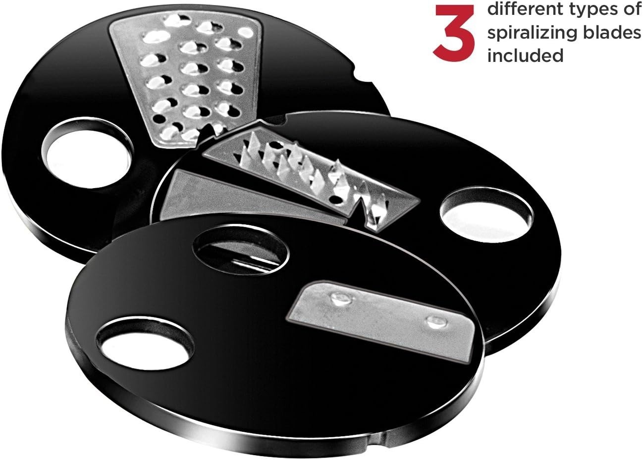 image:imageChefman Electric Spiralizer amp Immersion BlenderVegetable Slicer 6in1 Food Prep Combo Kit Includes 3 Spiralizing Blade Attachments Zoodle Maker Grate Ribbon Spiral Blend Chop and Puree