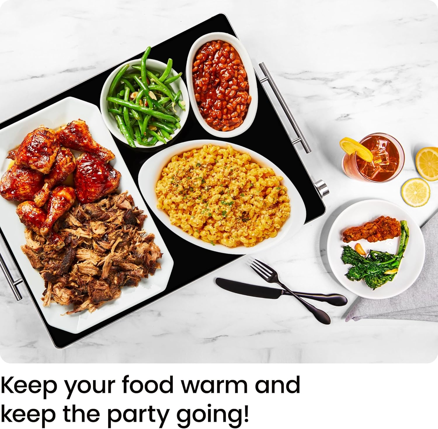 image:imageChefman Electric Warming Tray with Adjustable Temperature Control Perfect For Buffets Restaurants Parties Events and Home Dinners Glass Top Extra Large 21 x 16 Surface Keeps Food Hot BlackStainless