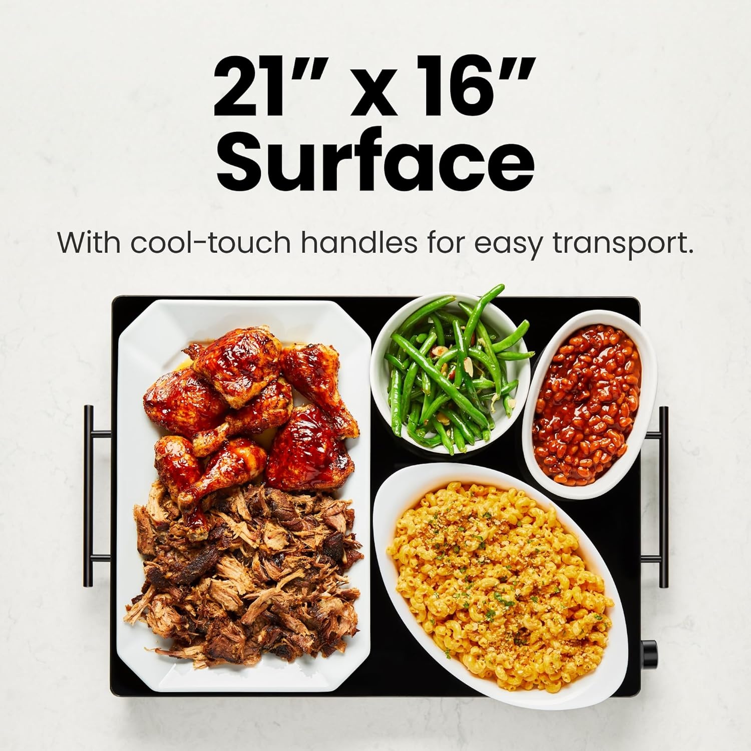 image:imageChefman Electric Warming Tray with Adjustable Temperature Control Perfect For Buffets Restaurants Parties Events and Home Dinners Large 21 x 16 GlassTop Surface Keeps Food Hot Black