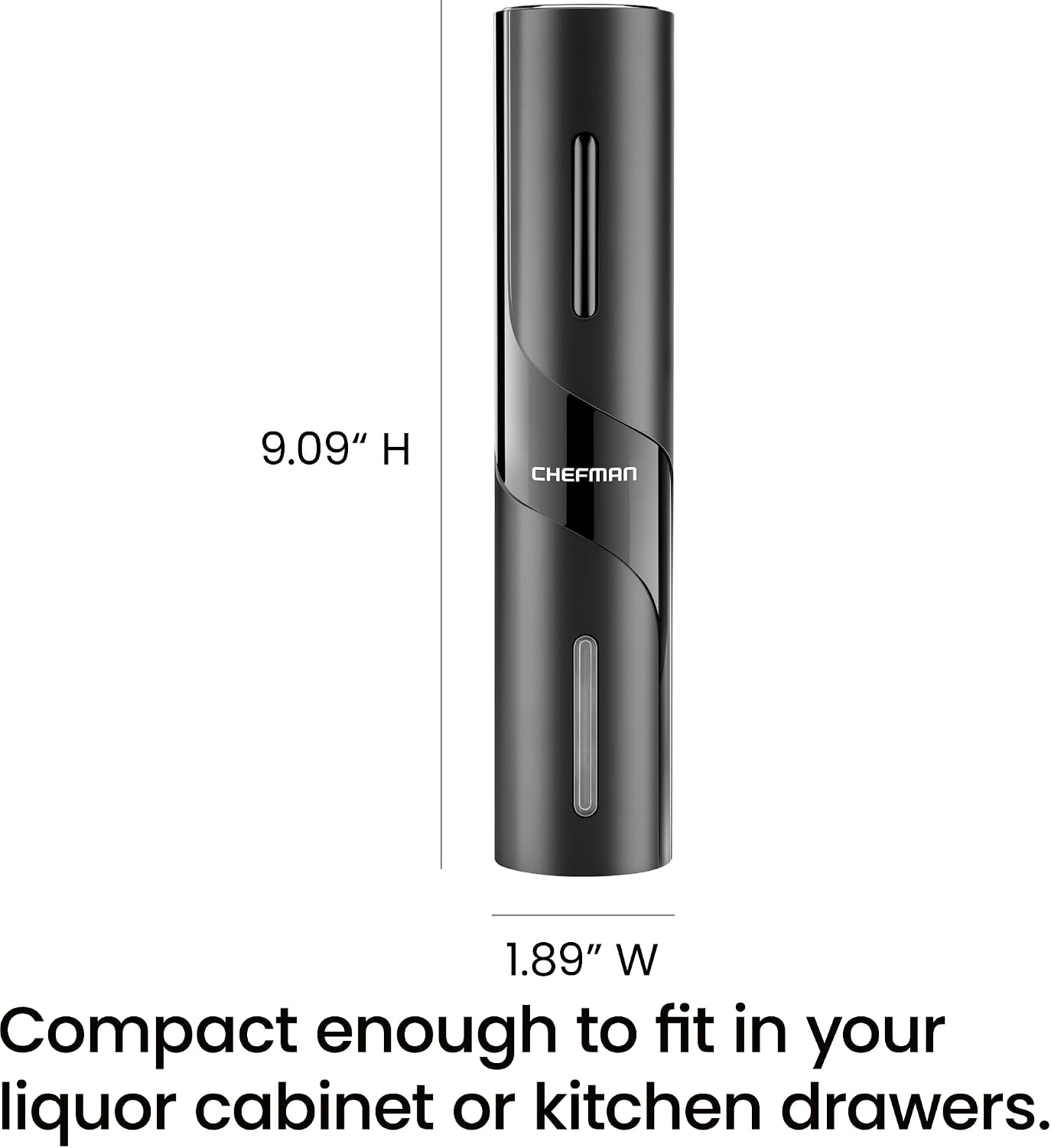 image:imageChefman Electric Wine Opener Makes Opening Bottles Fast Foolproof And Fun Black BatteryOperated 4Piece Corkscrew Set Comes With A Foil Cutter Pourer And Vacuum Stopper