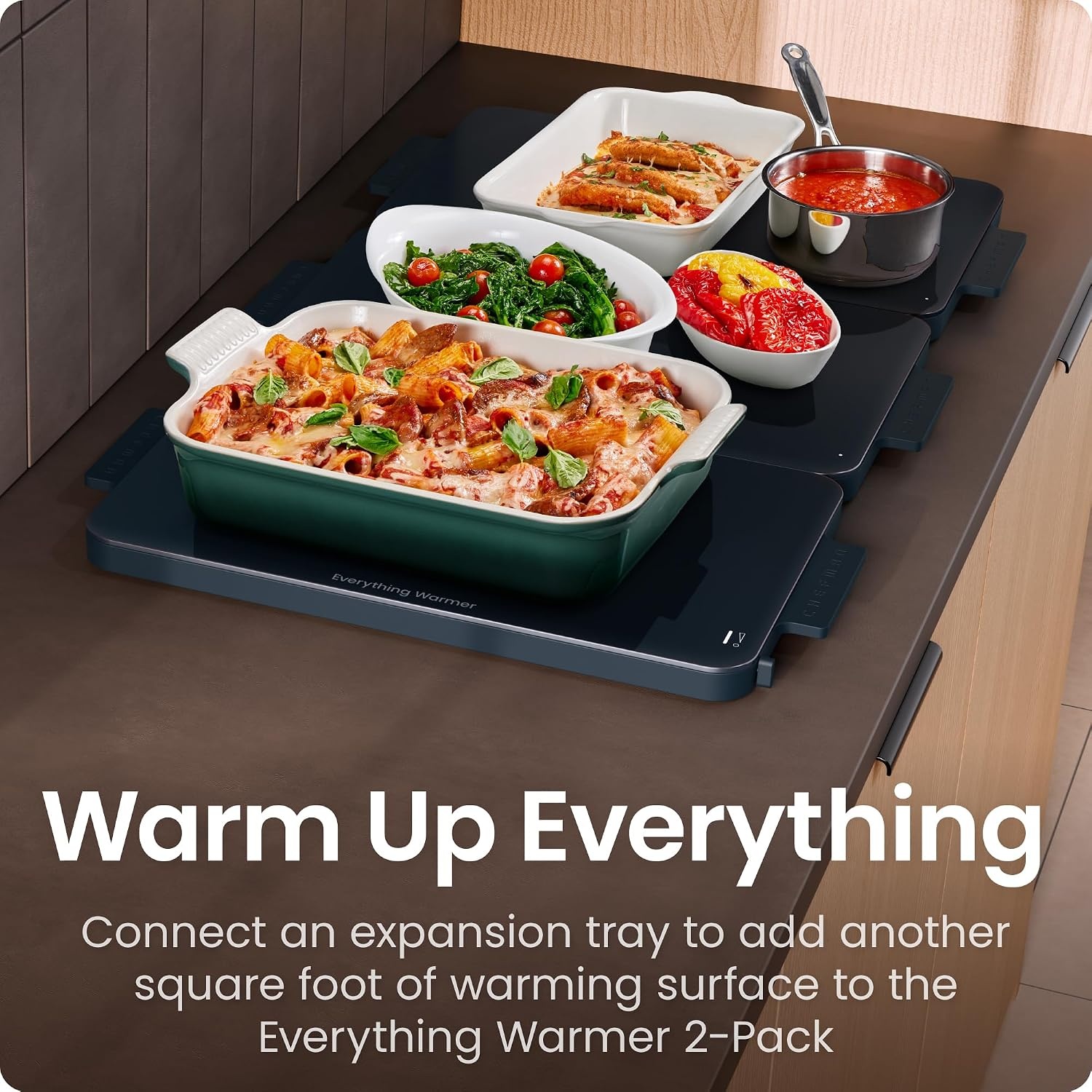 image:imageChefman Everything Warmer Electric Warming Tray 20 x 16 Modular Expanding Design Graphene FullSurface Heating Food Warming Mat for Parties Gatherings amp Daily Use Two Tempered Glass PanelsMidnight
