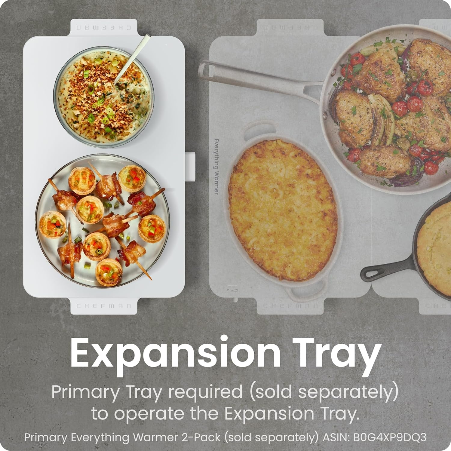 image:imageChefman Everything Warmer Electric Warming Tray 20 x 16 Modular Expanding Design Graphene FullSurface Heating Food Warming Mat for Parties Gatherings amp Daily Use Two Tempered Glass PanelsConcrete