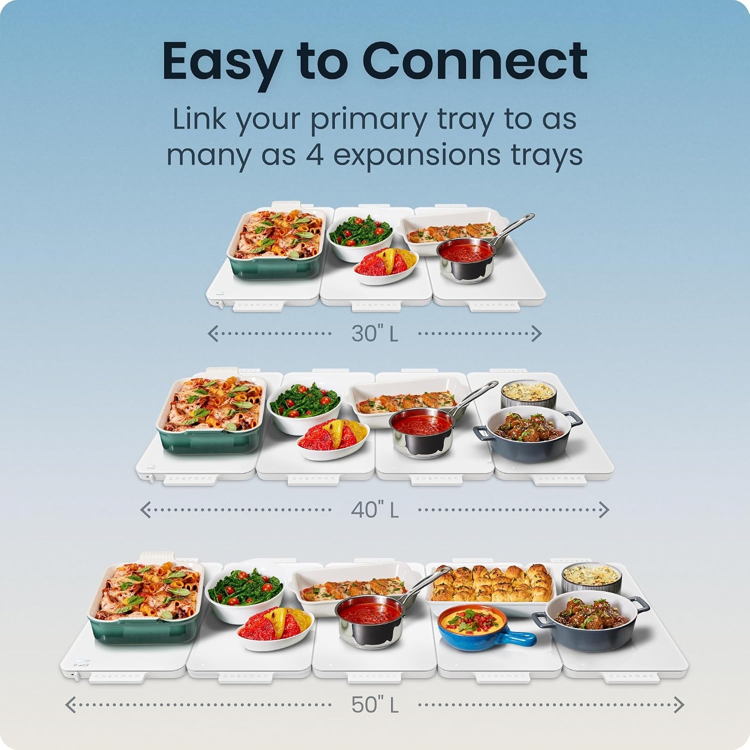 image:imageChefman Everything Warmer Electric Warming Tray 20 x 16 Modular Expanding Design Graphene FullSurface Heating Food Warming Mat for Parties Gatherings amp Daily Use Two Tempered Glass PanelsConcrete