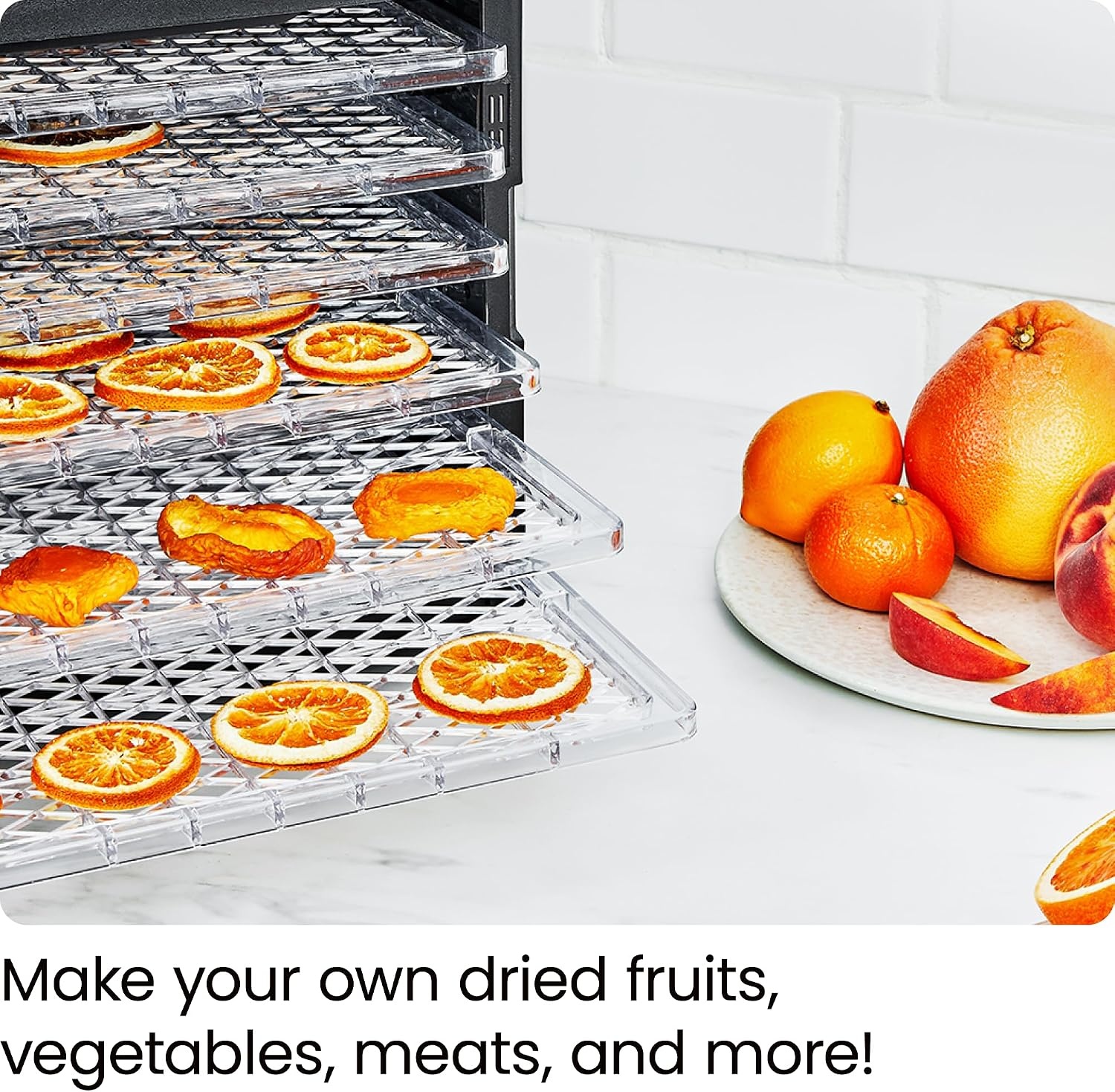 image:imageChefman Food Dehydrator Machine Touch Screen Electric MultiTier Preserver Meat or Beef Jerky Maker Fruit Leather Vegetable Dryer w 6 Slide Out Drying Rack Trays amp Transparent Door Black6 Tray