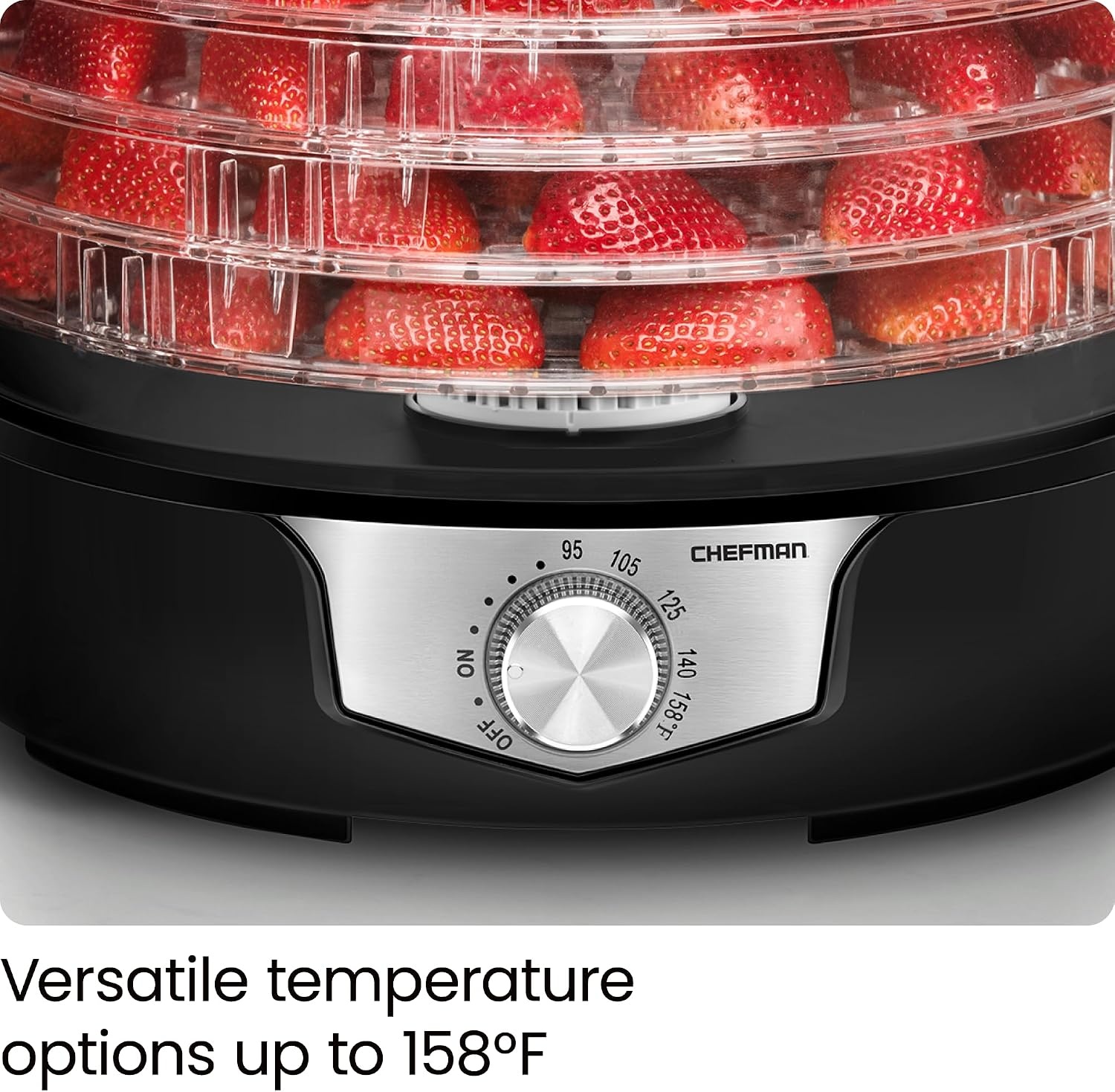 image:imageChefman Food Dehydrator Machine Touch Screen Electric MultiTier Preserver Meat or Beef Jerky Maker Fruit Leather Vegetable Dryer w 6 Slide Out Drying Rack Trays amp Transparent Door Black5 Tray