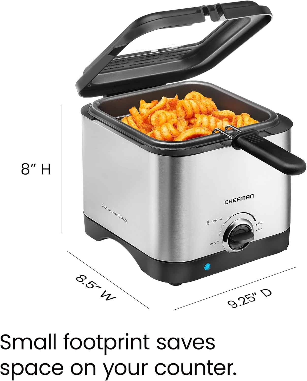 image:imageChefman Fry Guy The Most Compact amp Convenient To Deep Fry Comfort Food RestaurantStyle Basket With A 16Quart Capacity EasyView Window amp Adjustable Temp Control Stainless 15 Liter