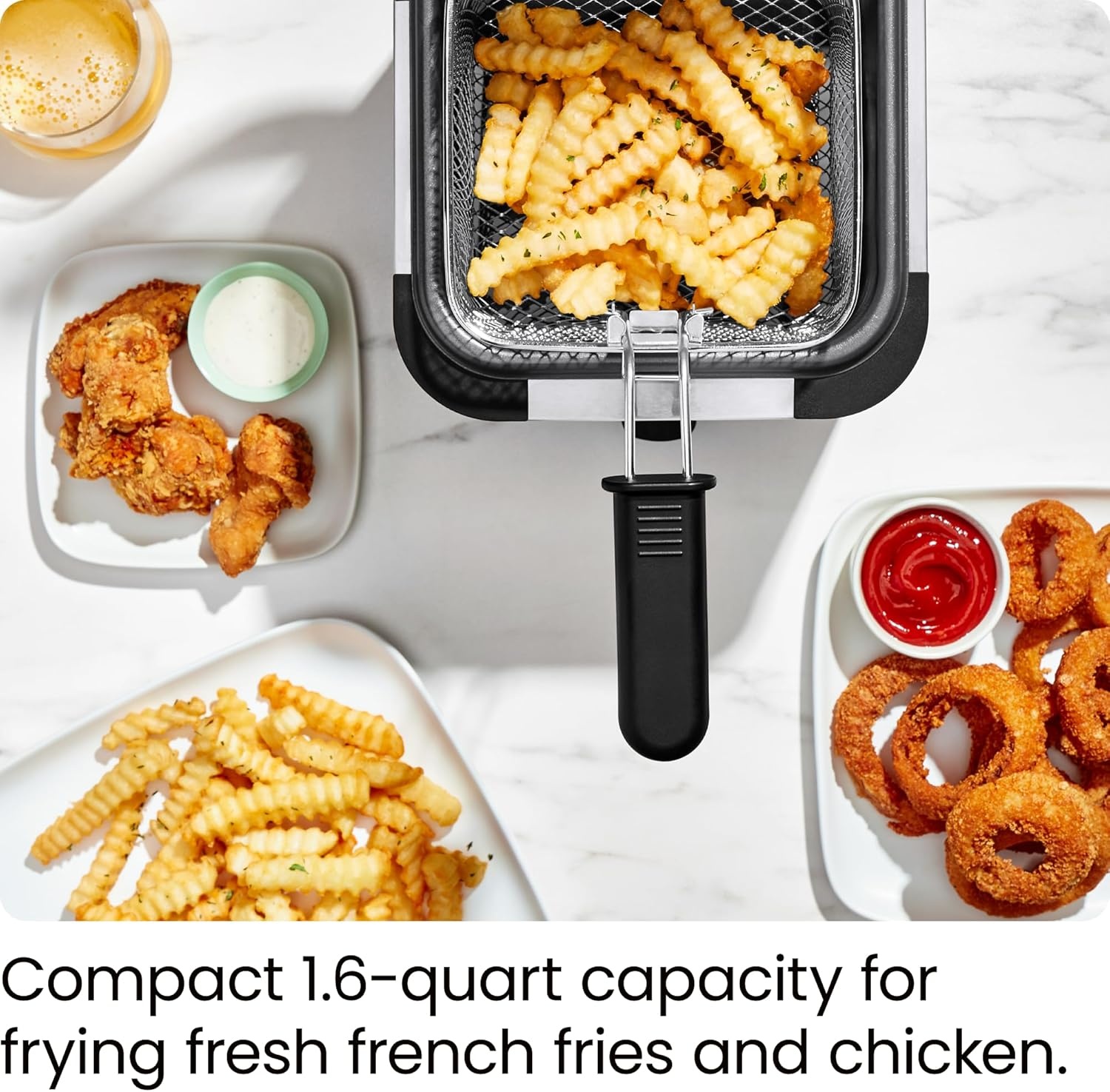 image:imageChefman Fry Guy The Most Compact amp Convenient To Deep Fry Comfort Food RestaurantStyle Basket With A 16Quart Capacity EasyView Window amp Adjustable Temp Control Stainless 15 Liter