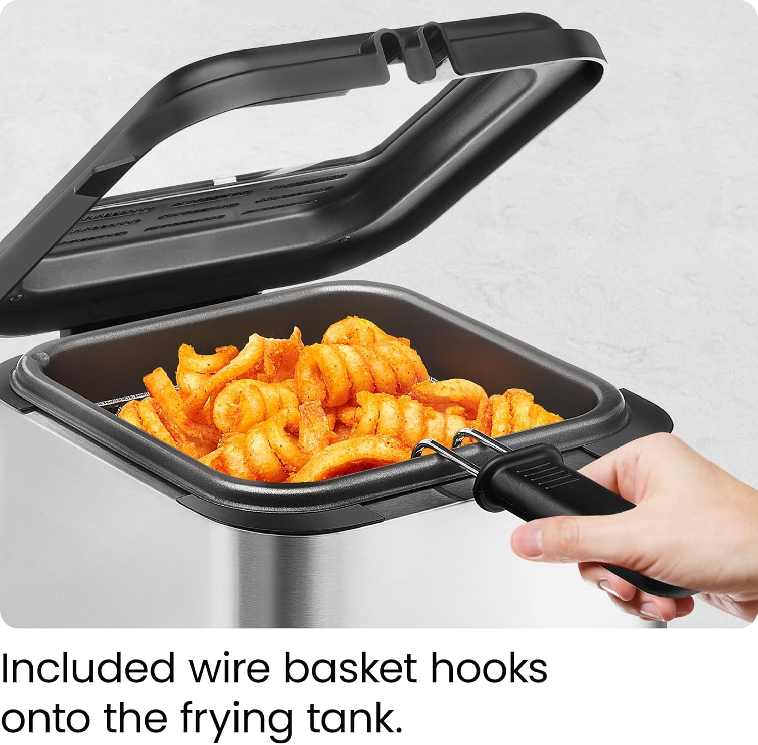 image:imageChefman Fry Guy The Most Compact amp Convenient To Deep Fry Comfort Food RestaurantStyle Basket With A 16Quart Capacity EasyView Window amp Adjustable Temp Control Stainless 15 Liter
