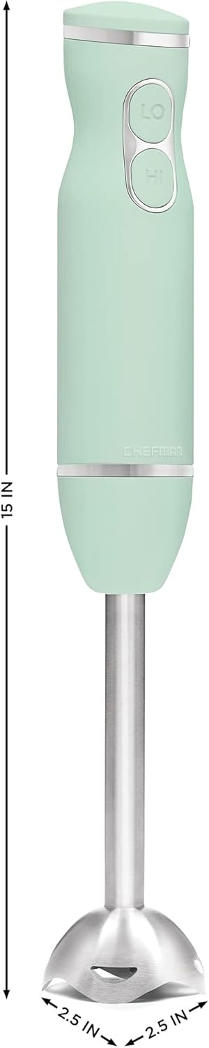 image:imageChefman Immersion Stick Hand Blender with Stainless Steel Blades Powerful Electric Ice Crushing 2Speed Control Handheld Food Mixer Purees Smoothies Shakes Sauces amp Soups GreySage