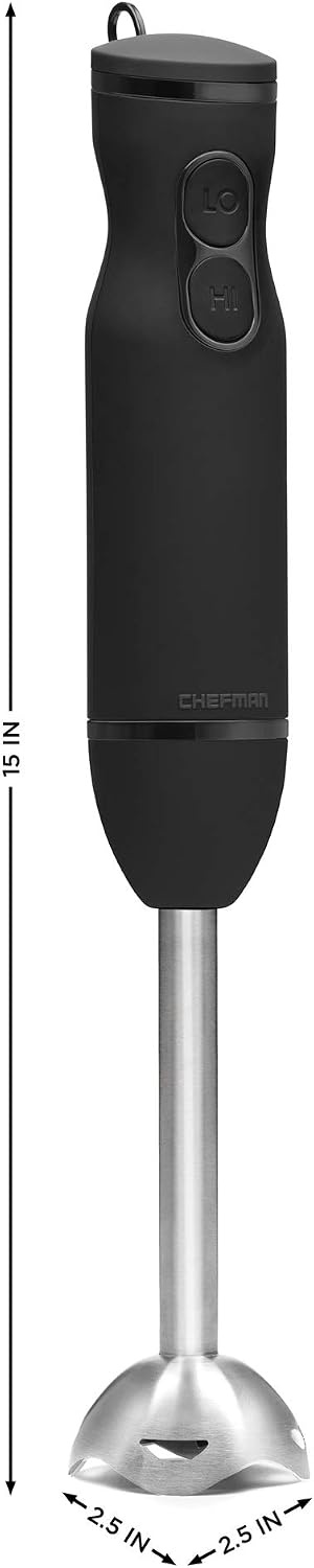 image:imageChefman Immersion Stick Hand Blender with Stainless Steel Blades Powerful Electric Ice Crushing 2Speed Control Handheld Food Mixer Purees Smoothies Shakes Sauces amp Soups TurquoiseBlack
