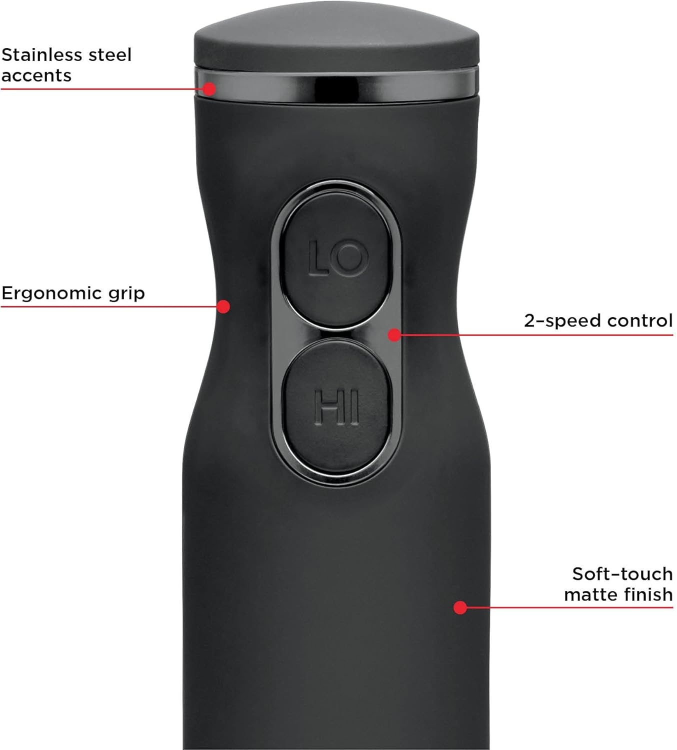 image:imageChefman Immersion Stick Hand Blender with Stainless Steel Blades Powerful Electric Ice Crushing 2Speed Control Handheld Food Mixer Purees Smoothies Shakes Sauces amp Soups TurquoiseBlack