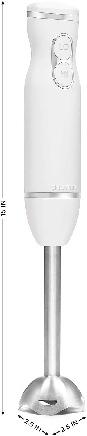 image:imageChefman Immersion Stick Hand Blender with Stainless Steel Blades Powerful Electric Ice Crushing 2Speed Control Handheld Food Mixer Purees Smoothies Shakes Sauces amp Soups TurquoiseIvory