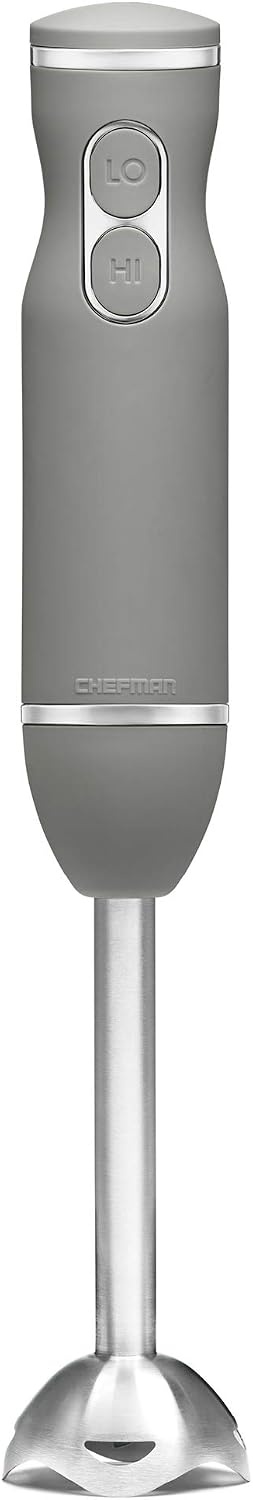 image:imageChefman Immersion Stick Hand Blender with Stainless Steel Blades Powerful Electric Ice Crushing 2Speed Control Handheld Food Mixer Purees Smoothies Shakes Sauces amp Soups GreyGrey