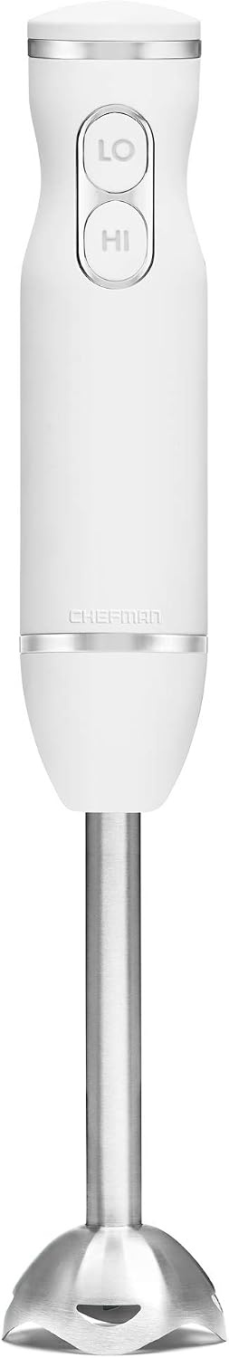 image:imageChefman Immersion Stick Hand Blender with Stainless Steel Blades Powerful Electric Ice Crushing 2Speed Control Handheld Food Mixer Purees Smoothies Shakes Sauces amp Soups GreyIvory