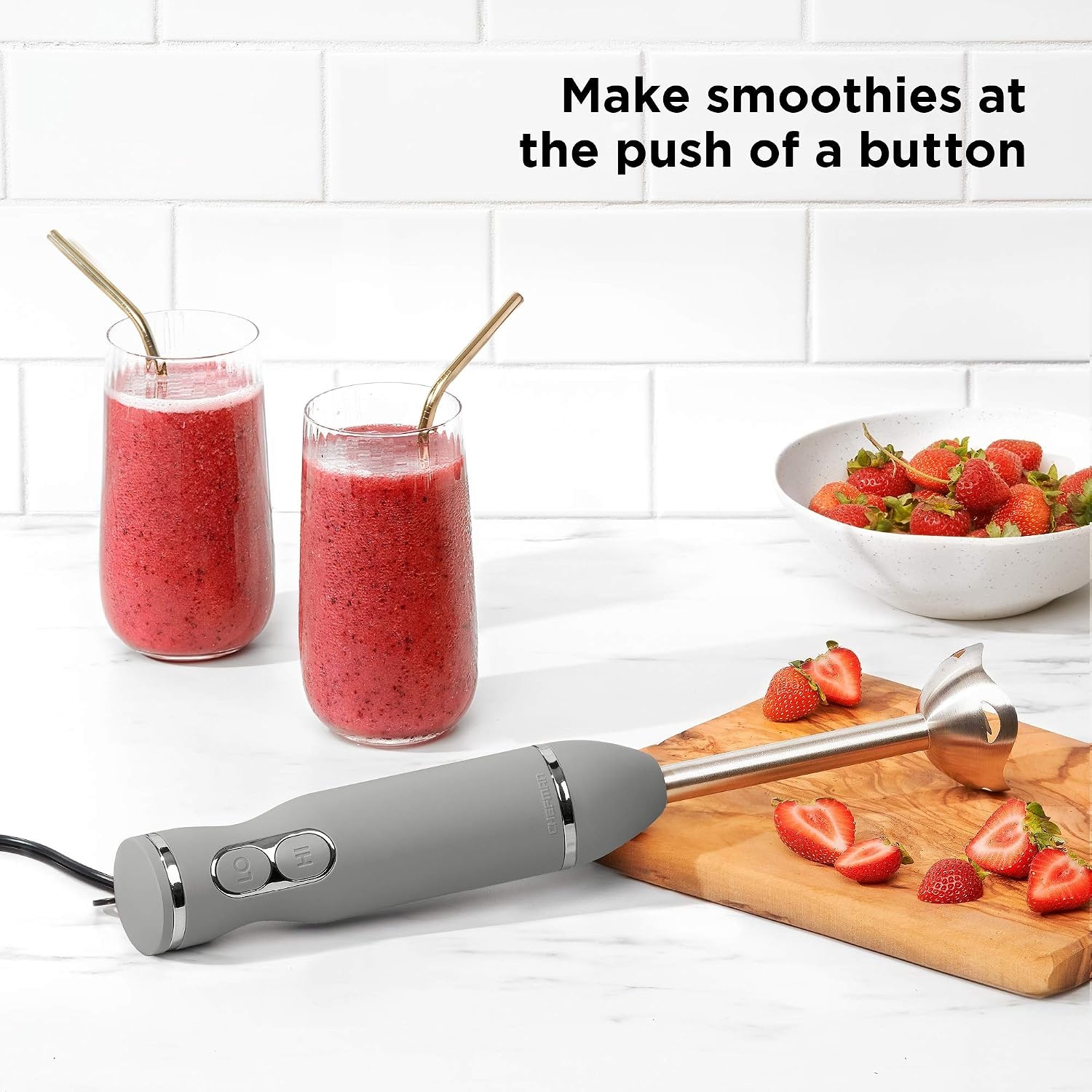 image:imageChefman Immersion Stick Hand Blender with Stainless Steel Blades Powerful Electric Ice Crushing 2Speed Control Handheld Food Mixer Purees Smoothies Shakes Sauces amp Soups TurquoiseGrey